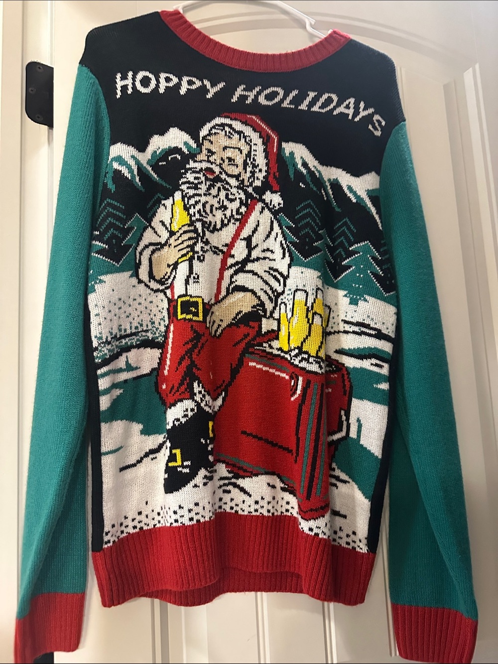 Hoppy Holidays Men's Holiday Sweater - Teal/Red
